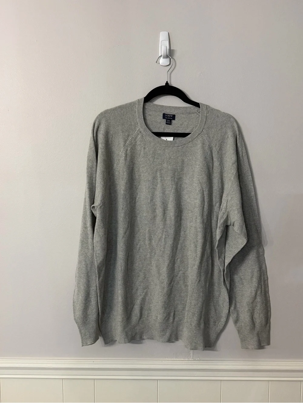 J. Crew Men’s Light Gray Long Sleeve Cotton Knit Crewneck Sweater Sz XXL NWT